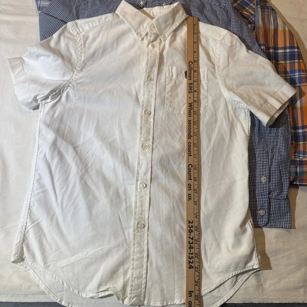 Ralph Lauren 3 Shirt Lot 2-L 14-16 SS White LS Gingham 1-XL 18-20 LS Plaid